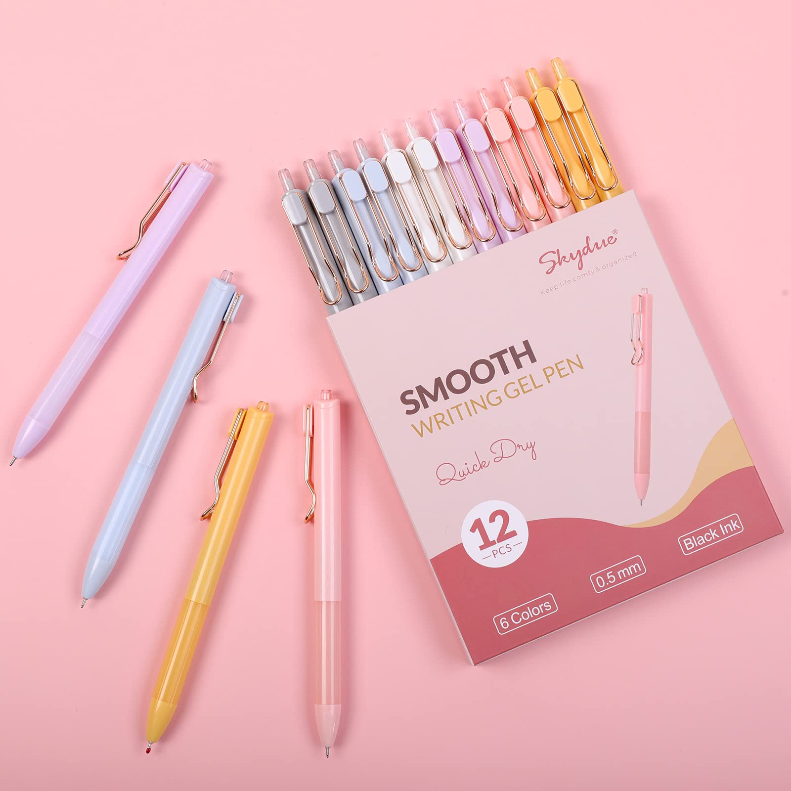 SDJMa Cute Aesthetic Gel Pens for Note Taking: Retractable Ball Point Ink  Pen, Quick Dry Pens Fine Point Smooth Writing Pens for Journaling, Neutral