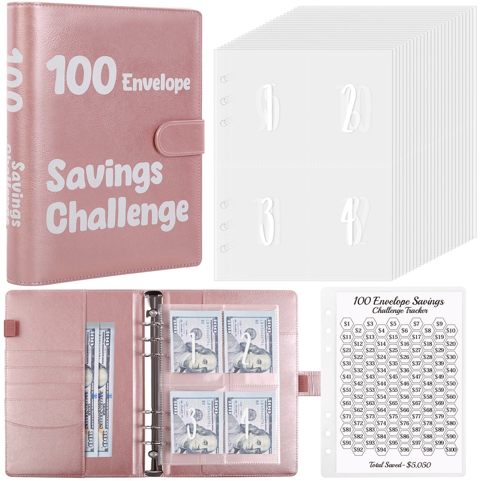 Papier 100 Enveloppe Saving Challenge Tracker